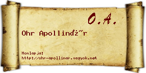 Ohr Apollinár névjegykártya